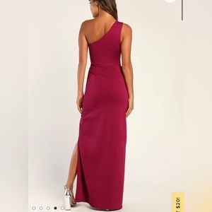 Magenta one shoulder cut out dress